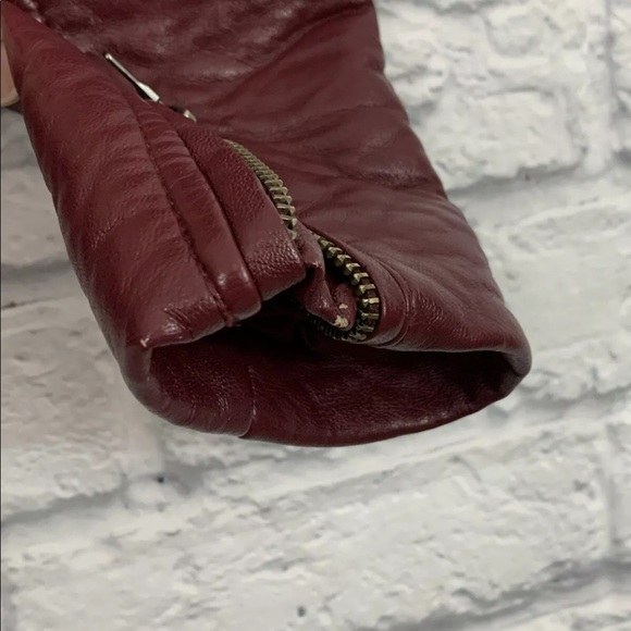 ANN TAYLOR MAROON BURGUNDY FAUX LEATHER JACKET - Picture 5 of 9